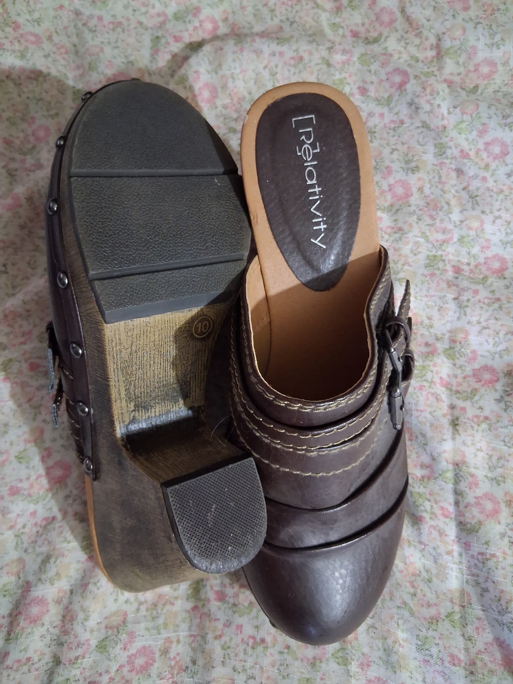 Relativity Women's Dark Brown Buckle Clog Mules